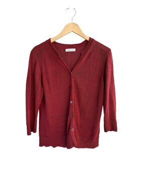 Vintage Coldwater Creek Womens Red Knit Cardigan Button Front 3/4 Sleeve M